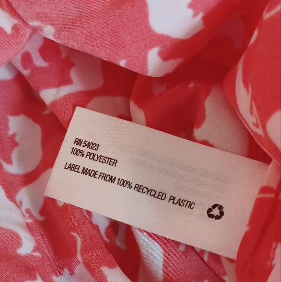 GAP MEDIUM VICKI 3/4 SLEEVE KITTY PRINT SHIFT DRESS CORAL/WHITE 100% POLYESTER - Picture 5 of 9